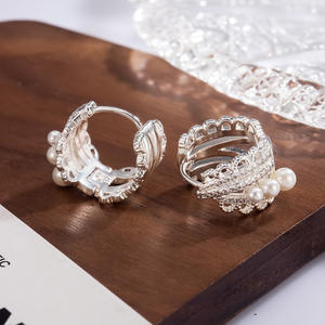 Aretes de Perlas Naturales, Amatista, Plata de Ley, Cadena y Aretes de Perlas, Aretes de Plata 925 de Ley, al por Mayor - Product Image 1