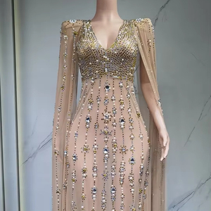 Mono de cola de pez Sexy americano europeo, vestido de pasarela para adultos con glúteos envueltos con diamantes de imitación para fiesta de Nochevieja - Product Image 1