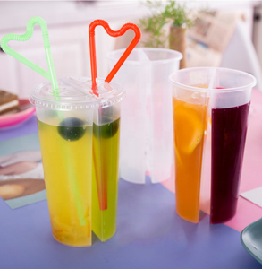 All'ingrosso negozio di tè gemello <span class=keywords><strong>mezza</strong></span> <span class=keywords><strong>tazza</strong></span> 24oz monouso <span class=keywords><strong>tazza</strong></span> di Modulare spessa di plastica con coperchio opzionale - Product Image 3