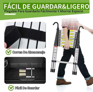 <span class=keywords><strong>Escalera</strong></span> Telescópica de Aluminio de <span class=keywords><strong>5</strong></span> <span class=keywords><strong>Metros</strong></span>, Capacidad de Carga de 150 kg, Plegable, Retráctil, <span class=keywords><strong>Extensible</strong></span>, Compacta y Portátil - Product Image 5