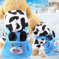 Vêtement pour chien moderne en polaire d'hiver avec motif animalier de dessin animé, à capuche élastique