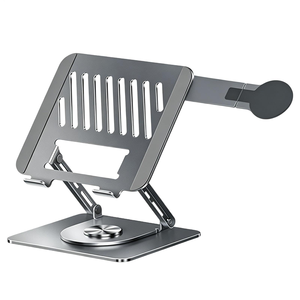 Wholesale Ergonomic 360 <b>Rotation</b> Notebook Holder Riser Adjustable Metal Laptop Stand with Mobile Phone Holder for <b>Desk</b> - Product Image 1