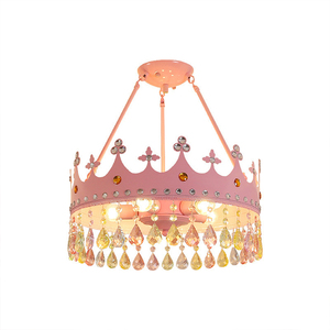 Lampadario a Corona Rosa con Cristalli per Camera da Principessa, Luce Pendente Dimmerabile 3CCT, <span class=keywords><strong>Lampada</strong></span> da Soffitto Protettiva per Occhi per Camera da Letto delle Ragazze - Product Image 6