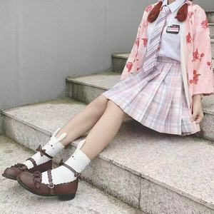 Calcetines japoneses estilo JK con orejas de conejo hasta media pantorrilla para mujer, calcetines de dibujos animados de Anime, suaves, para chica, moda escolar, transpirables, absorbentes del sudor - Product Image 1
