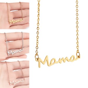 Collier <span class=keywords><strong>Mama</strong></span> plaqué or en acier inoxydable, collier ras du cou avec pendentif cœur délicat pour maman - Product Image 5