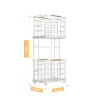 Panier de rangement carré en métal à double couche, mobile et polyvalent, pour vêtements sales de salle de bain, avec étagère de rangement domestique OEN/ODN