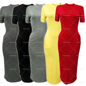 Peeqi LD1820 Ladies Pocket Tight Street manga corta acanalado Bodycon <span class=keywords><strong>vestido</strong></span> Sexy mujeres Casual elegante vestidos Sexy - Product Image 2
