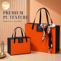 Boîte cadeau magnétique portable en similicuir PU orange de qualité supérieure, boîte d'emballage rigide à fermeture magnétique pour cosmétiques et cadeaux de festival