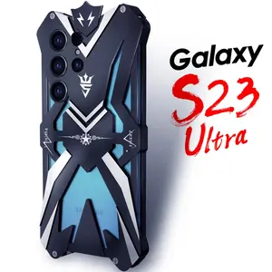 Couverture arrière en aluminium en métal d'armure de luxe pour Samsung Galaxy S24 S23 S22 S21 Note 20 Ultra PLUS étui de protection antichoc pour pare-chocs