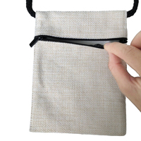 Tas Selempang Sublimasi Linen Tali Resleting Warna-warni Portabel untuk Perjalanan Siswa, Liburan, dan E-reader