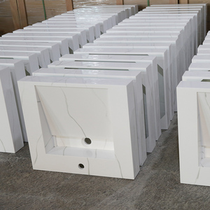 Modern Lavabo Single Basin Solid Surface <strong>Sink</strong> Wall Hung Marble Pattern Wash Basins <strong>Rectangular</strong> Bathroom <strong>Sink</strong> - Product Image 6