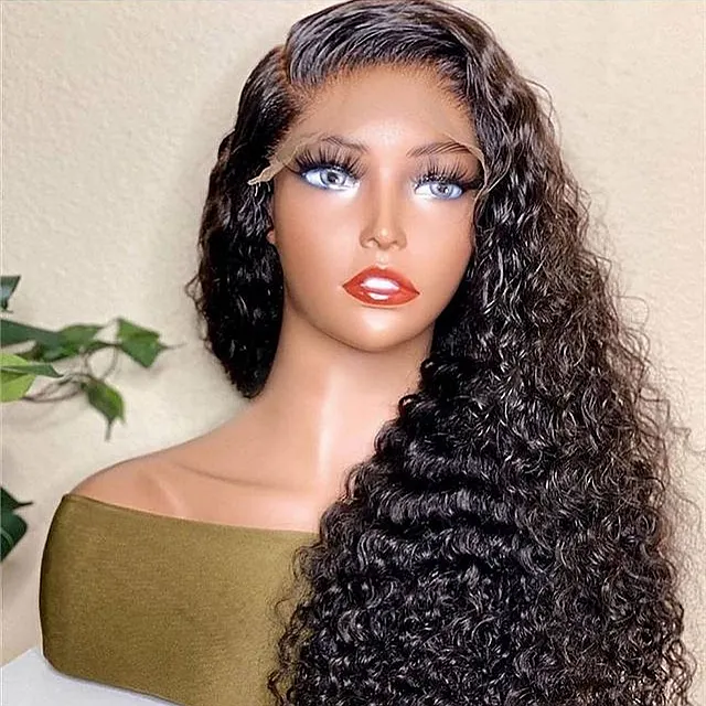 Wig rambut manusia wanita, Wig renda penuh keriting ikal untuk rambut Brasil pendek ikal grosir Hitam Swiss coklat muda 12 inci