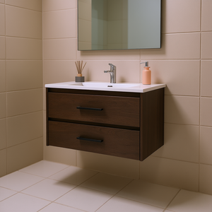 Lafayette 2-Drawer <b>Wall</b> Mounted Bathroom Vanity 48 In Dark Brown Modern Design - Product Image 2