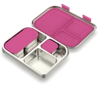 Boîte à lunch en métal personnalisée AOHEA à 3 compartiments pour enfants, boîte à lunch bento en acier inoxydable étanche avec contenants pour l'école et le bureau
