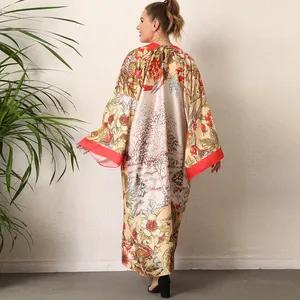 Long Cardigan Women Long Sleeve Maxi Breathable Print Women Floral <strong>Plus</strong> <strong>Size</strong> Swim Dress <strong>Kimono</strong> Open Front - Product Image 4