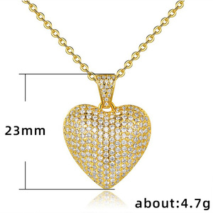 Collar con Colgante de Corazón Romántico para Mujer, Cadena Brillante con Incrustaciones, Joyería Elegante para Uso Diario - Product Image 4