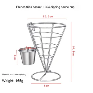 Support à frites TIGERGOODS pour restaurant avec coupelles à <span class=keywords><strong>sauce</strong></span>, porte-croustilles et passoires - Product Image 3