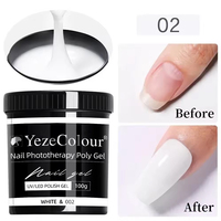 Gel dur pour ongles en pot de 100g, 6 couleurs, à faire tremper, non toxique, longue durée, extensions de gel UV, source de lampe LED pour salon DIY
