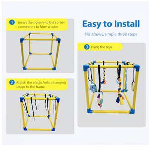 Rangka PVC dengan Tali Bungee Pusat Aktivitas untuk Anjing Kecil Indoor Jungle Gym Puppy Play Gym dengan Mainan Gantung - Product Image 4