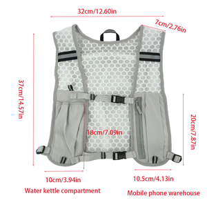 Chaleco reflectante para correr con logotipo personalizado, transpirable, impermeable, con soporte para teléfono y botella de agua, para ciclismo nocturno y jogging. - Product Image 2