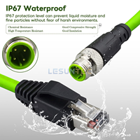 Cable Ethernet Industrial M12 de 4 Pines a RJ45, Cable de Conector Macho M12 de 4 Pines con Código D a Hembra RJ45 para Automatización