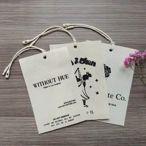 Personalizado impressão de algodão natural hangtag atacado tela vestuário pendurar etiqueta com corda