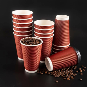Biểu tượng tùy chỉnh gợn tường cup 12oz gợn 3 ply dùng một lần cách điện cốc giấy - Product Image 4