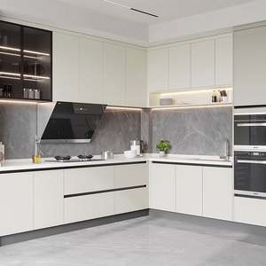 Santopova Sophisticated Gray Marble <b>Kitchen</b>: <b>Smart</b> <b>Appliances</b>, Minimalist Cabinets & Ambient Lighting Design - Product Image 1