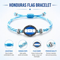 Bracelet en corde fait main avec drapeau du Honduras, souvenir de voyage, cadeau, bijou de fierté nationale, vente en gros, personnalisation OEM