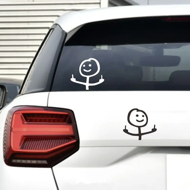 car stickers Vertical middle finger turns off high beam and disdains Car window rear windshield car sticker