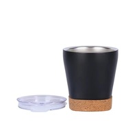 Tasses à café réutilisables en acier inoxydable isolées avec couvercle et base en liège, 6oz, 8oz, 12oz, 16oz, 20oz, 500ml