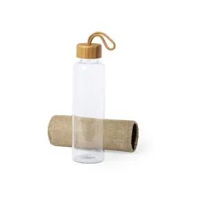 Bouteille d'eau en verre et bambou Nature, merchandising durable - Product Image 3