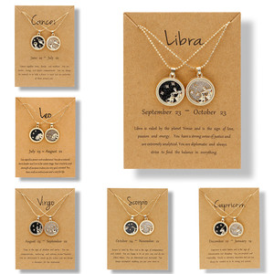 Mode <span class=keywords><strong>jour</strong></span> et nuit 12 collier <span class=keywords><strong>du</strong></span> zodiaque carte de souhaits bijoux rond <span class=keywords><strong>Horoscope</strong></span> astrologie pendentif signe <span class=keywords><strong>du</strong></span> zodiaque collier <span class=keywords><strong>pour</strong></span> cadeaux - Product Image 3