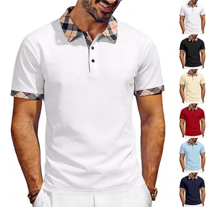 Polo de Manga Corta para Hombre, Cuello a Cuadros, Informal, Transpirable, Tejido de Punto, Color Sólido, Corte Regular - Product Image 2