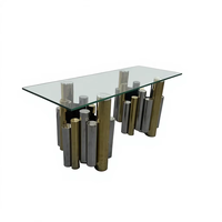 Table de mariage, de famille ou d'hôtel, en verre trempé avec cadre en acier inoxydable, design unique de haute qualité, dernière collection