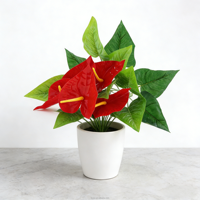 Plantes artificielles en tissu Anthurium, artisanat fait main pour hôtels, maisons, Thanksgiving, Noël, Nouvel An, accessoires de photographie, verdure à tige