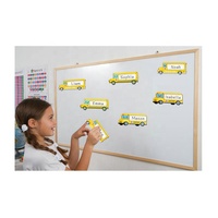 54 pièces retour à l'école étiquettes de nom magnétiques étiquettes plaques aimants autocollants effaçables à sec pour casiers fournitures de classe (Style de bus)