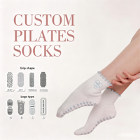 Chaussettes de sport antidérapantes sans couture POPSOX Pilates Yoga à coupe haute avec revers en tricot Spandex/Coton pour l'automne – Jeunesse
