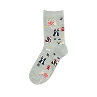 Automne/hiver bloc de couleur drôle Calcetines dessin animé équipage personnalisé concepteur broderie logo chaussettes de mode