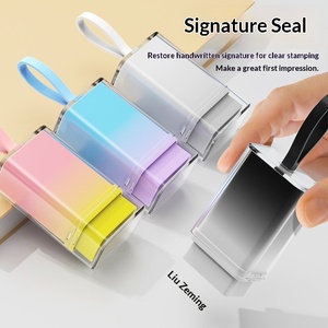 <span class=keywords><strong>Tampon</strong></span> de signature manuscrite 002 en plastique, dégradé de couleurs, photosensible, avec cordon, coloré, portable, personnalisé - Product Image 1
