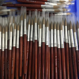 Pinceau à ongles en acrylique 100% poils de Kolinsky, forme plate, manche en bois rouge, virole sertie, professionnel pour salon, pinceau de sculpture pour poudre - Product Image 6