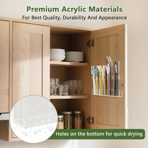 Acrylic Straw Holder for Cabinet Door Adjustable Tumbler Straw Organizer Ultra Sticky - Product Image 4