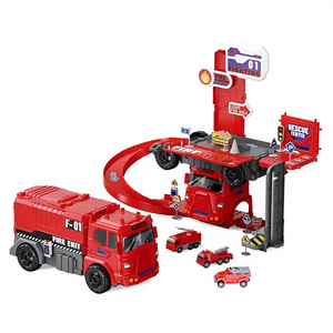 <span class=keywords><strong>Camion</strong></span> <span class=keywords><strong>de</strong></span> pompiers déformable en plastique, transformable et démontable, avec piste <span class=keywords><strong>de</strong></span> stationnement, jouet <span class=keywords><strong>de</strong></span> ville pour enfants - Product Image 1