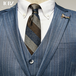 <span class=keywords><strong>Costume</strong></span> pour Homme Business Décontracté ou Habillé <span class=keywords><strong>Rayé</strong></span> <span class=keywords><strong>Bleu</strong></span> Élégant Coupe Ajustée Tendance pour Mariage et Cérémonie - Product Image 4