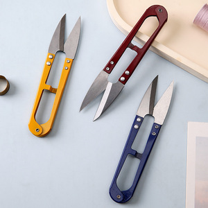 U Shaped Embroidery <b>Scissors</b> Mini <b>Sewing</b> Clothing Cross Stitch Thread Cutter Durable Home Use Random Color - Product Image 1
