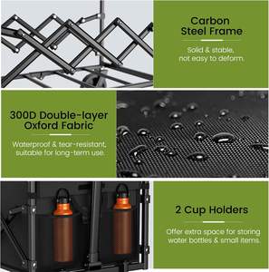 चार पहिया भारी शुल्क भंडारण वैगन कार्ट कार्बन स्टील ऑक्साइड कपड़े 220 एलबीएस क्षमता फोल्डेबल डिजाइन शिविर - Product Image 6