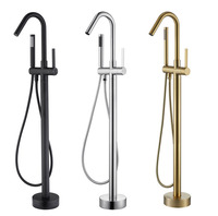 Robinet de baignoire thermostatique monocommande en laiton sur pied, finition chromée polie, design moderne pour appartement