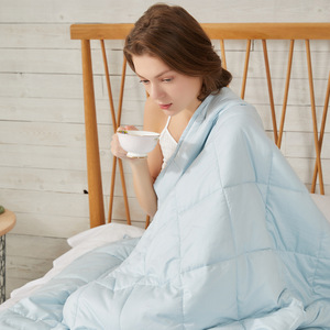 Bamboo Fiber <b>Weighted</b> <b>Blanket</b> Summer Cool Comfort Solid Color Quilted Lightweight Bedding - Product Image 4