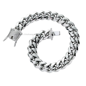 10Mm Men's Stainless Steel Round Grinding Cuban Necklace, <b>Copper</b> Micro-inlaid Button Head Cuban Bracelet Tanjing Fashion - Product Image 5