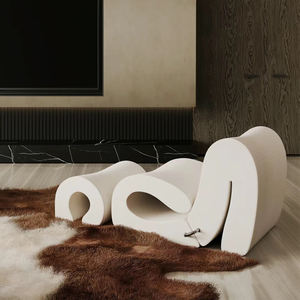 Sillón Sofá Italiano Minimalista en Forma de S con Relleno de Espuma, Diseño Hueco en Tela para Sala de Estar o Uso en Hoteles - Product Image 6